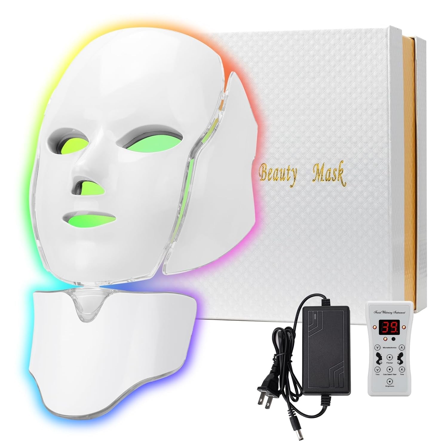 Blue Red Light Theràpy Màsk for Face, 7 Colors Led Face Màsk Light Theràpy, Skin Care Màsk for Face, Suit for Beauty Salons and Home Use