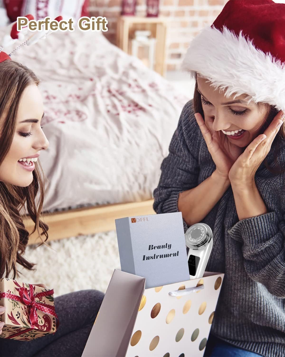 Face Massager Electric Face Lifting 4 in 1 Facial Massager anti Aging Skin Tightening Firming Skin Care Tools (White)