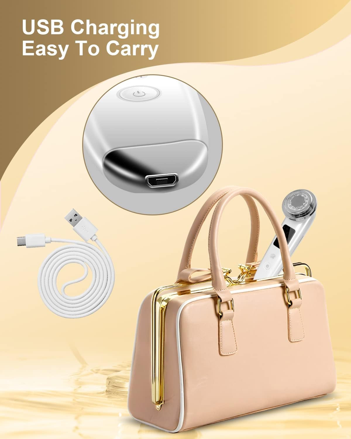 Face Massager Electric Face Lifting 4 in 1 Facial Massager anti Aging Skin Tightening Firming Skin Care Tools (White)