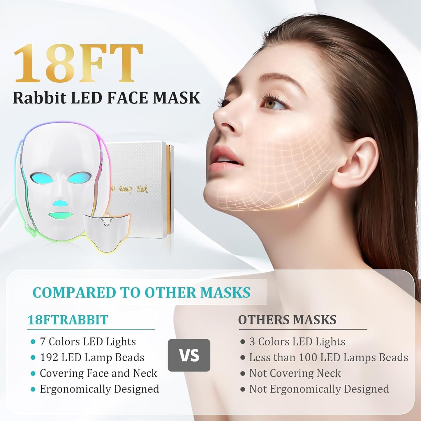Blue Red Light Theràpy Màsk for Face, 7 Colors Led Face Màsk Light Theràpy, Skin Care Màsk for Face, Suit for Beauty Salons and Home Use