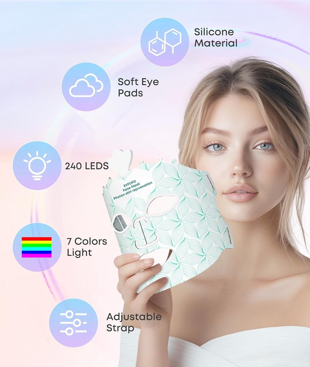 Red Light Therapy Mask for Face, 7 Colors LED Face Mask Light Therapy at Home, Led Face Mask Light Therapy, Green