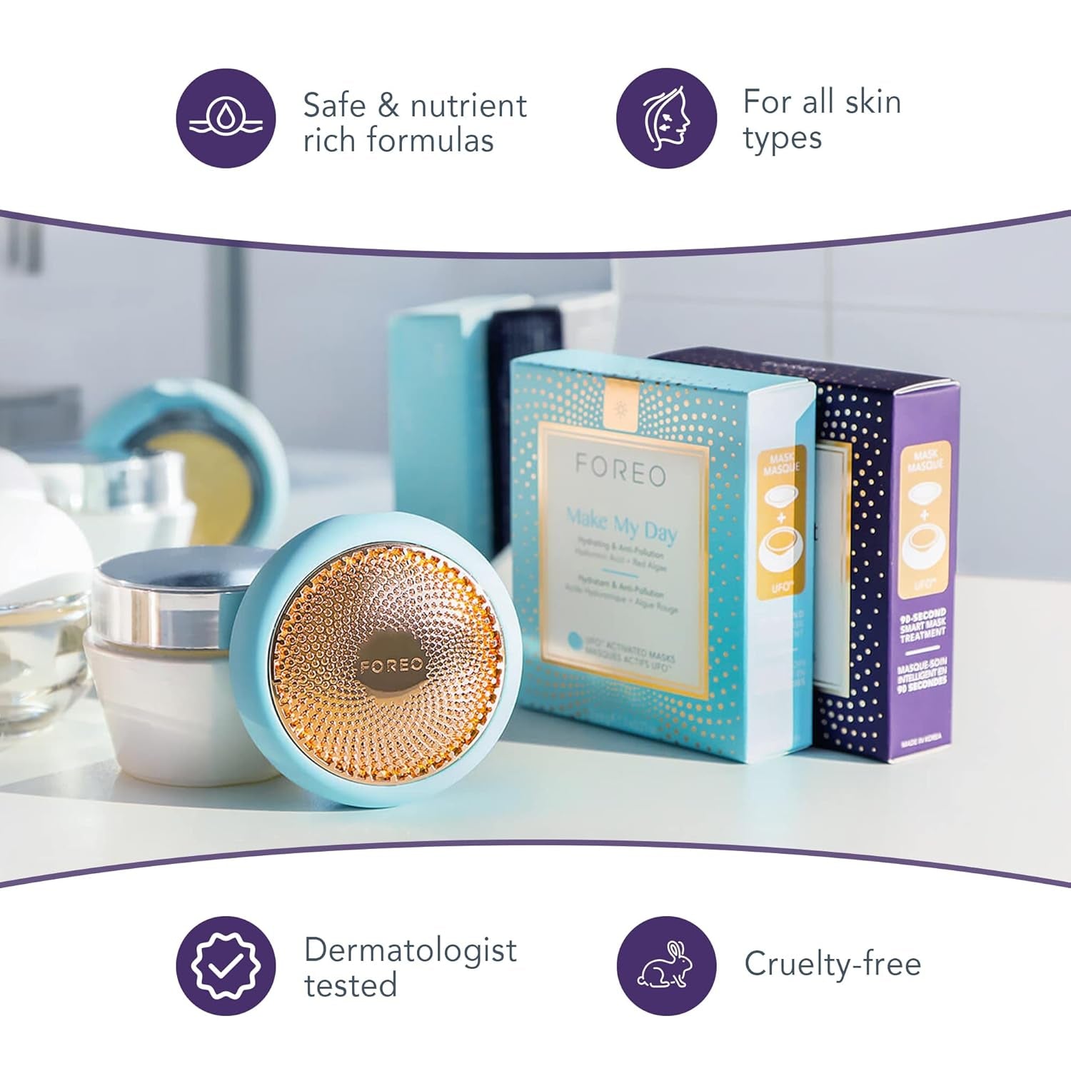 FOREO Call It a Night Revitalizing & Nourishing UFO Activated Mask, 7 Count