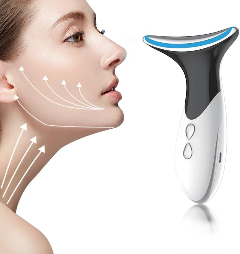 JINGYAN Neck Face Massager,3 Colour Modes and Vibration Skin Care Beauty Device,Face, Eye, Neck Skin Care Tools