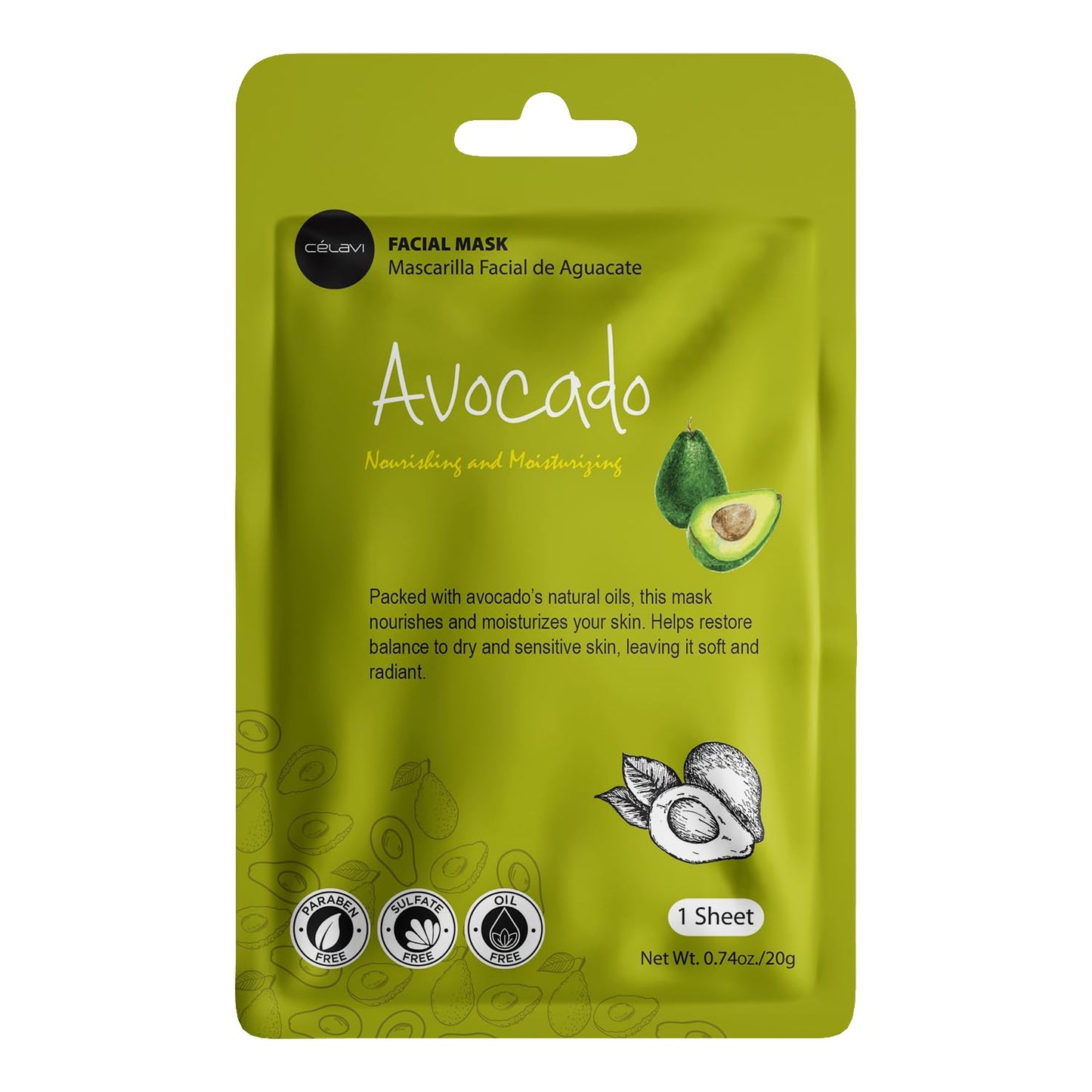 Celavi Essence Facial Face Mask Paper Sheet Korea Skin Care Moisturizing 12 Pack (Mix - 2 of Each)