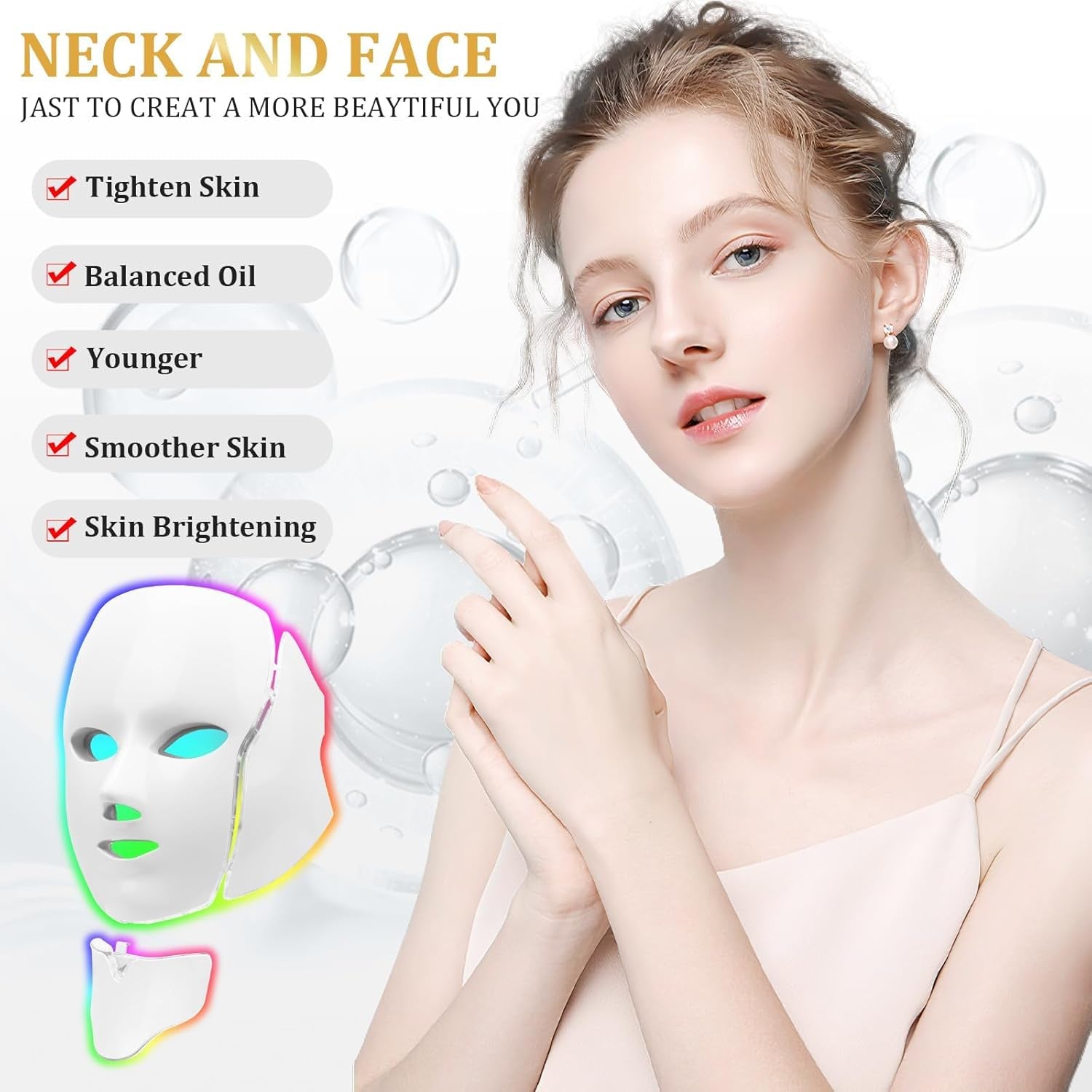 Blue Red Light Theràpy Màsk for Face, 7 Colors Led Face Màsk Light Theràpy, Skin Care Màsk for Face, Suit for Beauty Salons and Home Use