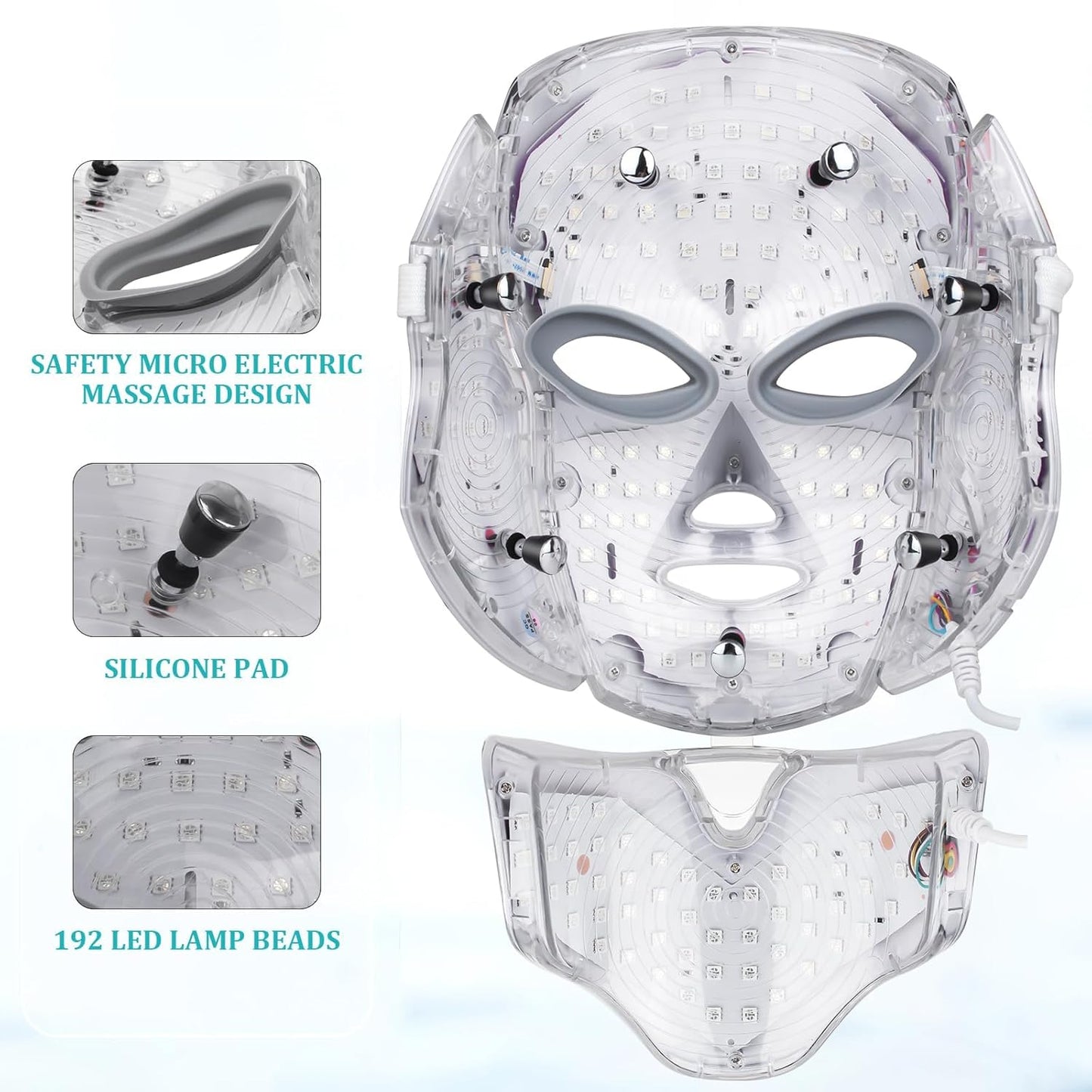 Blue Red Light Theràpy Màsk for Face, 7 Colors Led Face Màsk Light Theràpy, Skin Care Màsk for Face, Suit for Beauty Salons and Home Use