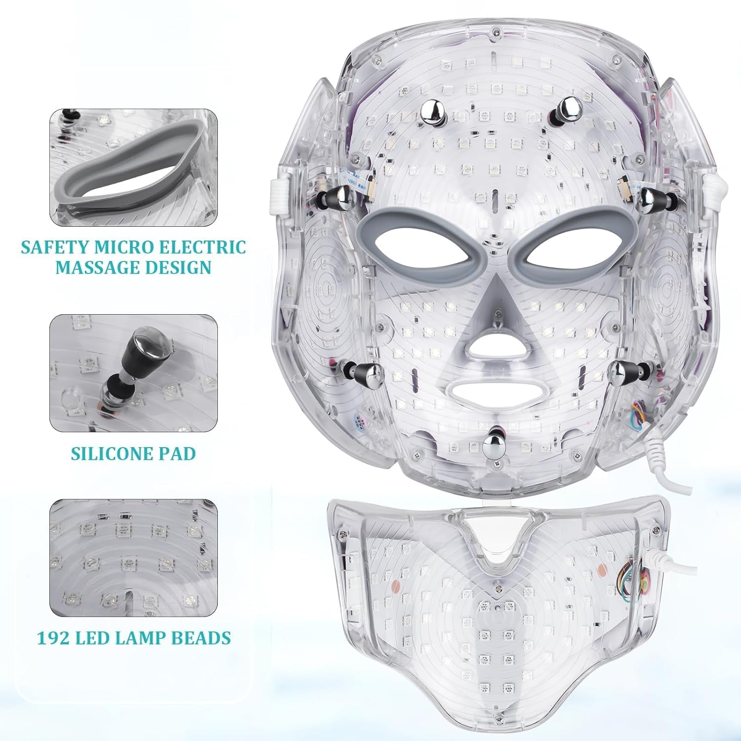 Blue Red Light Theràpy Màsk for Face, 7 Colors Led Face Màsk Light Theràpy, Skin Care Màsk for Face, Suit for Beauty Salons and Home Use