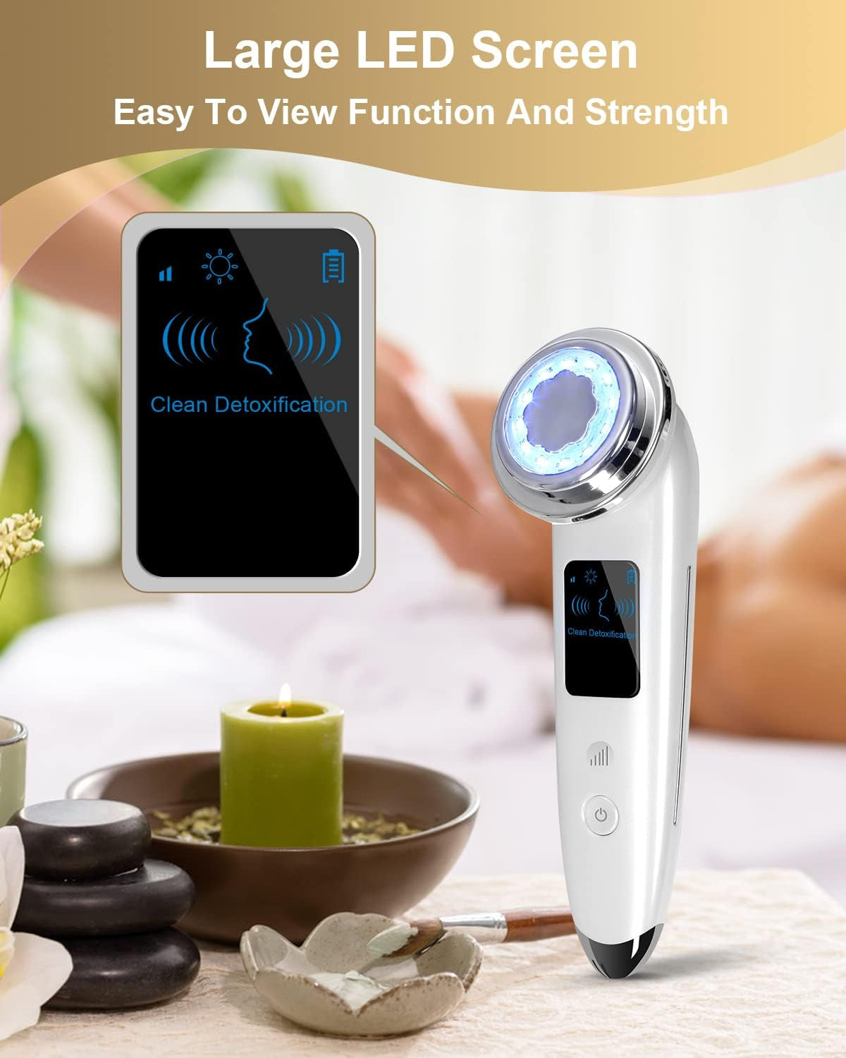 Face Massager Electric Face Lifting 4 in 1 Facial Massager anti Aging Skin Tightening Firming Skin Care Tools (White)