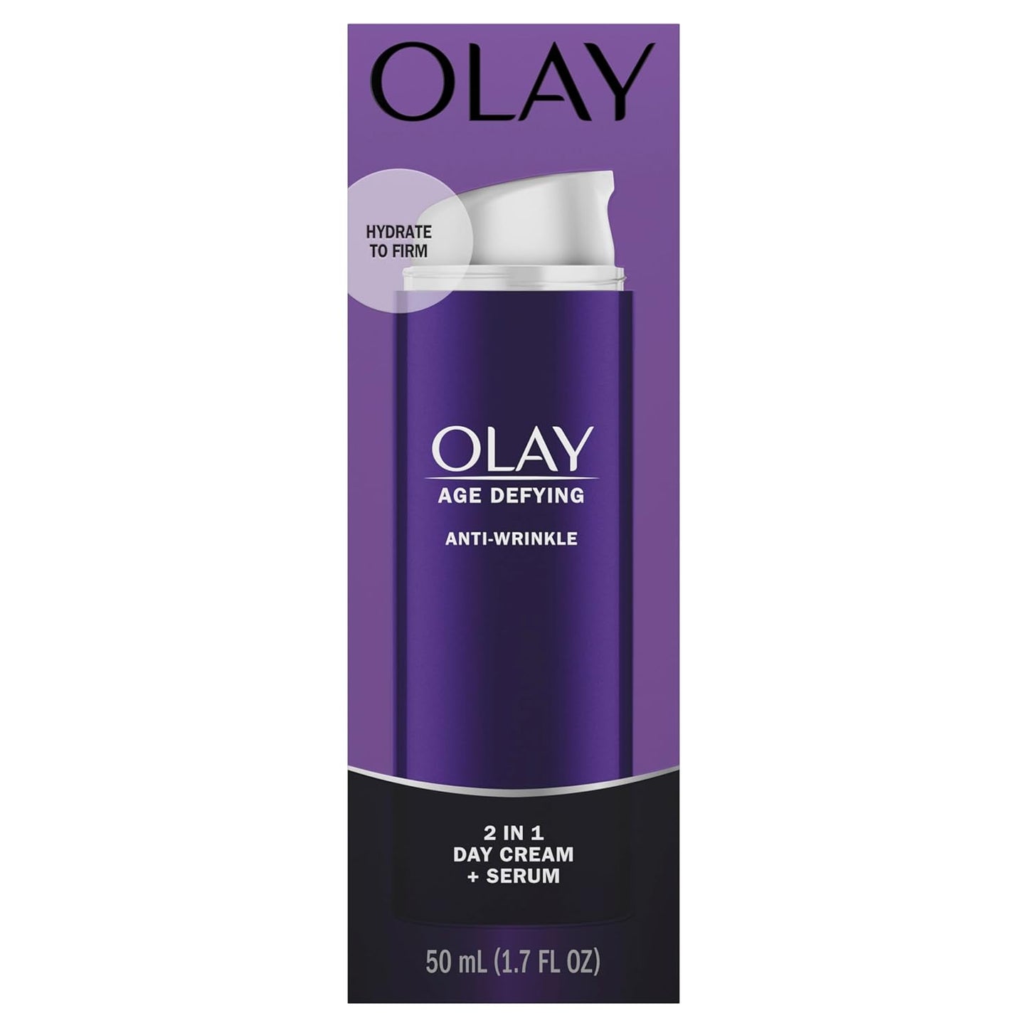 Olay Face Serum, Age Defying Anti-Wrinkle 2-In-1 Day Cream - Anti-Aging, Anti-Wrinkle, Smooths Fine Lines and Wrinkles, Firming, Lifting - Niacinamide, Glycerin, Aloe Vera, 1.7 Oz
