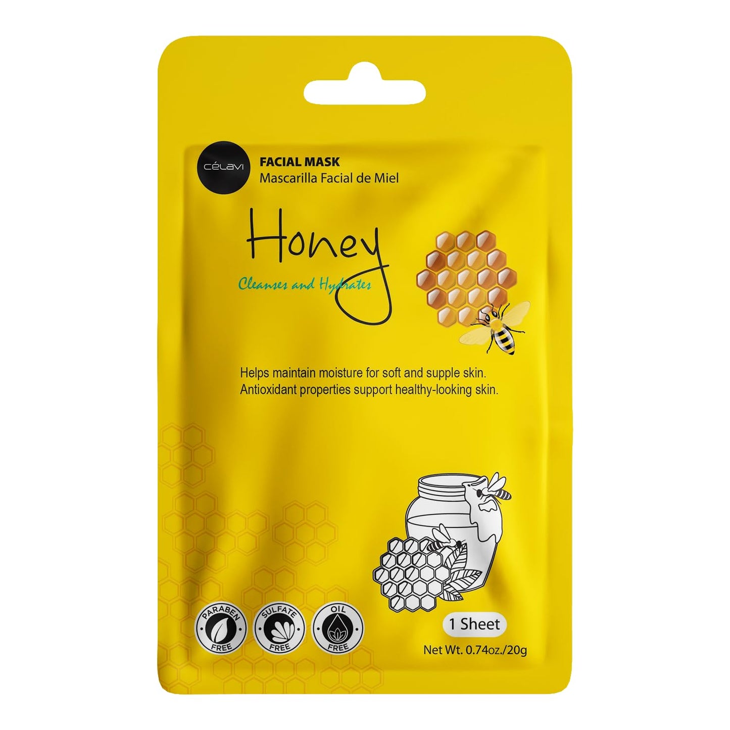 Celavi Essence Facial Face Mask Paper Sheet Korea Skin Care Moisturizing 12 Pack (Mix - 2 of Each)